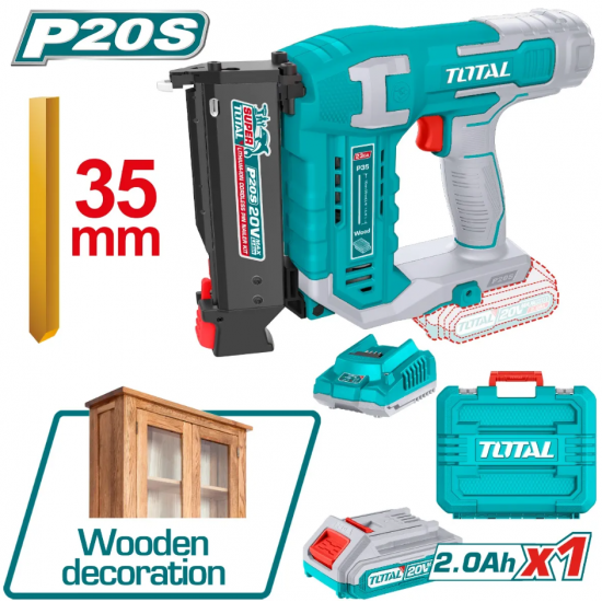 Pistol cuie pentru mobila  20V-2.0Ah 10mm-35mm(INCLUDE ACUMULATOR+ INCARCATOR) TOTAL