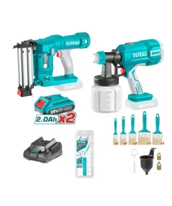 Set pistol vopsit, pistol cuie, pensule, trafalet, incarcator si baterie 20V 2Ah TOTAL