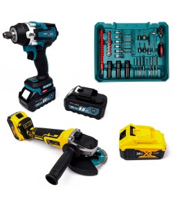 Set Masina de impact KraftWorld și Flex German Meister 4 Acumulatori  36v, 2 încărcătoare și 38 accesorii