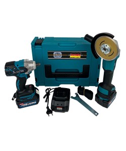 Trusa German Meister Masina cu Impact + Polizor Unghiular 128V, 6Ah, cu 2 Acumulatori