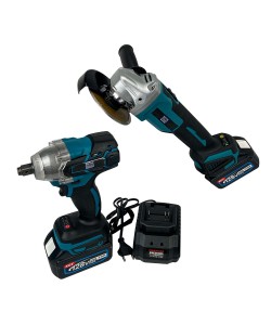 Trusa German Meister Masina cu Impact + Polizor Unghiular 128V, 6Ah, cu 2 Acumulatori