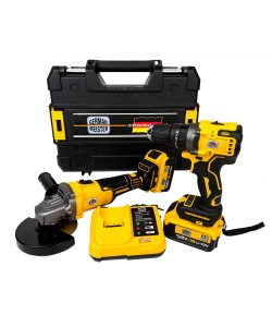 Trusa German Meister Polizor Unghiular (Flex) + Autofiletanta cu 2 Acumulatori 128V, 4Ah