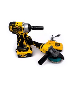 Trusa KraftWorld Masina de Insurubat cu Impact + Polizor Unghiular / Flex, 2 Acumulatori, 36V, 8AH
