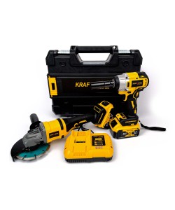 Trusa KraftWorld Masina de Insurubat cu Impact + Polizor Unghiular / Flex, 2 Acumulatori, 36V, 8AH