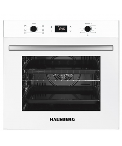 Cuptor electric incorporabil Hausberg HB-8054AB, Clasa A, volum 71L, putere 2225W, panou sticla termoizolant, termostat, timer, 7 functii, ventilatie, Alb