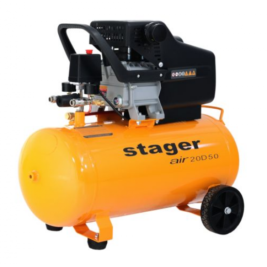 Compresor aer, 50L, 8bar, 200L/min, monofazat, angrenare directa Stager Air 20D50