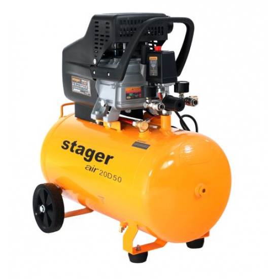 Compresor aer, 50L, 8bar, 200L/min, monofazat, angrenare directa Stager Air 20D50