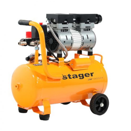 Stager Air 14DS24 compresor aer, 24L, 8bar, 135 L/min, monofazat, angrenare directa, silentios