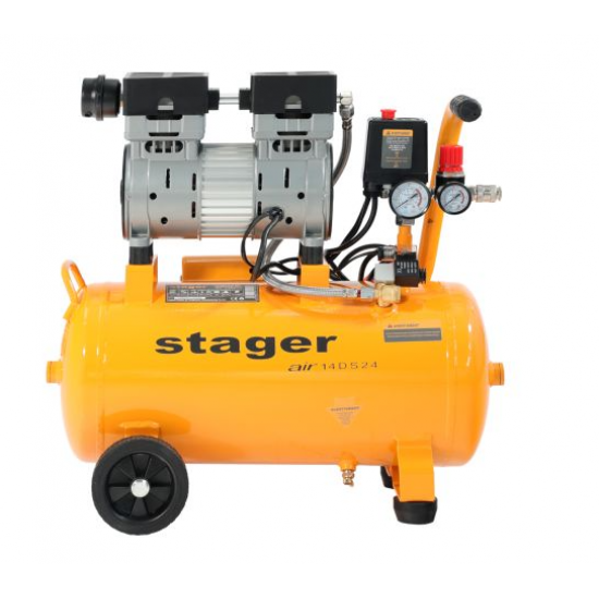 Stager Air 14DS24 compresor aer, 24L, 8bar, 135 L/min, monofazat, angrenare directa, silentios