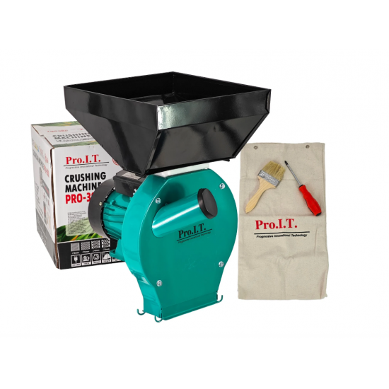 Moara Cuva Mare macinat cereale, boabe si stiuleti,DDT PRO.I.T., 3900 W, 3000 rpm, 4 site de rezerva, 320 kg/h, 20 de ciocanele,bonus sac,surubelnita si perie