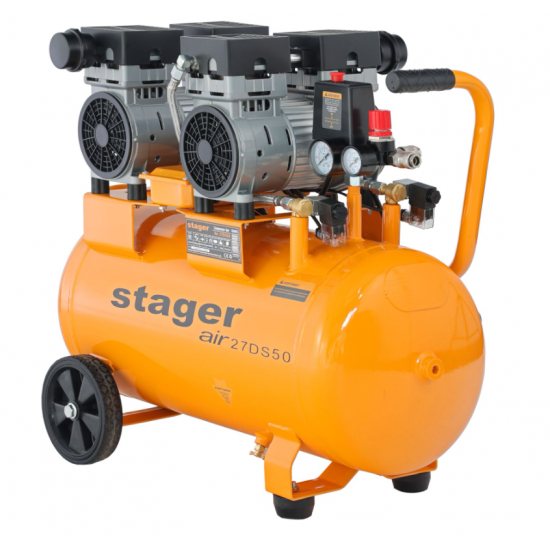 Stager Air 27DS50 compresor aer, 50L, 8bar, 270L/min, monofazat, angrenare directa, silentios