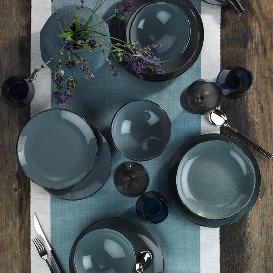 Serviciu de masa Kutahya Porselen Color-X 18 piese pentru 6 persoane din Portelan Albastru