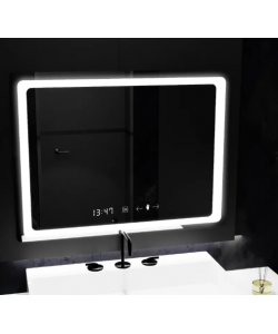 Oglinda LED Senzor MotionGlow Vectro cu functie Dezaburire Termometru Ceas 80x60 cm Lumina Rece/Calda/Neutra Dimabila, colectia Marcello Funghi