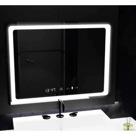 Oglinda LED Senzor MotionGlow Vectro cu functie Dezaburire Termometru Ceas 80x60 cm Lumina Rece/Calda/Neutra Dimabila, colectia Marcello Funghi
