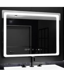 Oglinda LED Senzor MotionGlow Vectro cu functie Dezaburire Termometru Ceas 80x60 cm Lumina Rece/Calda/Neutra Dimabila, colectia Marcello Funghi Oglinda LED Senzor MotionGlow Vectro cu functie Dezaburire Termometru Ceas 80x60 cm Lumina Rece/Calda/Neutra Dimabila, colectia Marcello Funghi