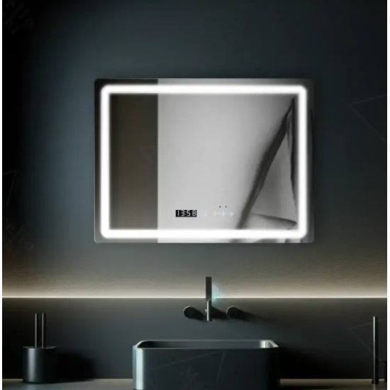 Oglinda LED Senzor MotionGlow Vectro cu functie Dezaburire Termometru Ceas 80x60 cm Lumina Rece/Calda/Neutra Dimabila, colectia Marcello Funghi
