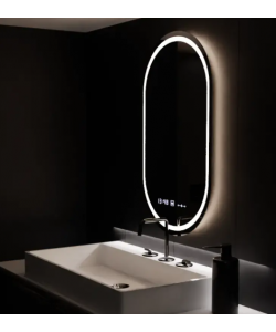 Oglinda LED Senzor MotionGlow Aurora cu functie Dezaburire Termometru Ceas Ovala 60x80 cm Lumina Rece/Calda/Neutra Dimabila, colectia Marcello Funghi