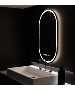 Oglinda LED Senzor MotionGlow Aurora cu functie Dezaburire Termometru Ceas Ovala 60x80 cm Lumina Rece/Calda/Neutra Dimabila, colectia Marcello Funghi Oglinda LED Senzor MotionGlow Aurora cu functie Dezaburire Termometru Ceas Ovala 60x80 cm Lumina Rece/Calda/Neutra Dimabila, colectia Marcello Funghi
