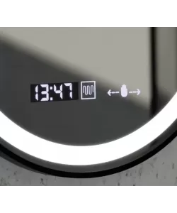 Oglinda LED Senzor MotionGlow Pavel Sistem Dezaburire Termometru și Ceas Rama Negru Periat Rotundă Diametru 60 cm Lumină Rece/Caldă/Neutră Dimabilă Colectia Marcello Funghi Oglinda LED Senzor MotionGlow Pavel Sistem Dezaburire Termometru și Ceas Rama Negru Periat Rotundă Diametru 60 cm Lumină Rece/Caldă/Neutră Dimabilă Colectia Marcello Funghi