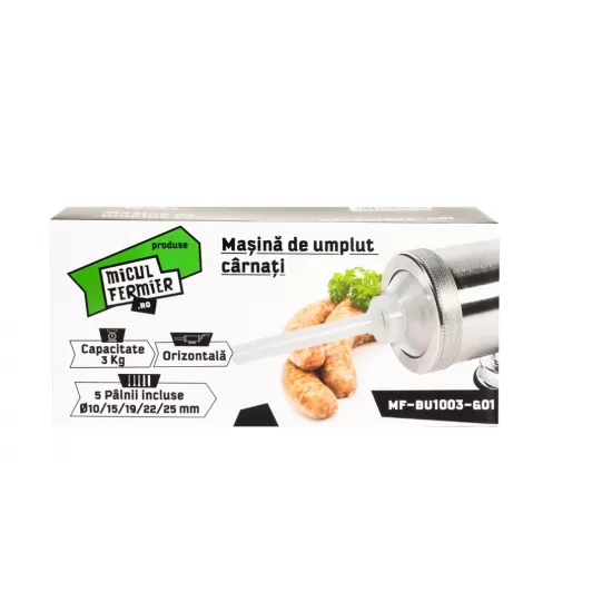 Masina de carnati Micul Fermier, 3 kg, orizontala cu 5 palnii