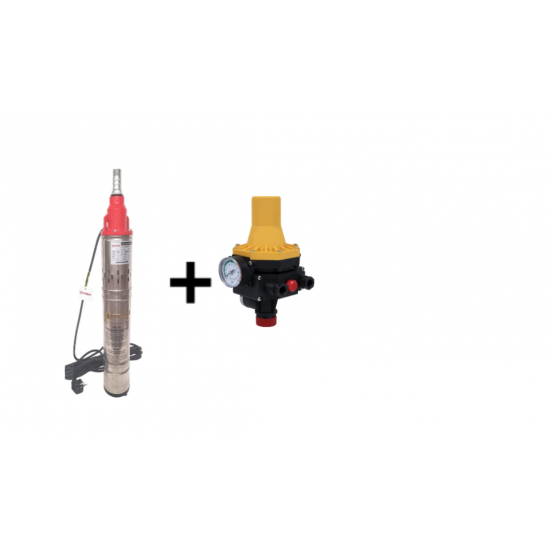 Pachet Pompa submersibila, Bobinaj 100% cupru, DDT-PROFI, QGD120-1.2 , 1.2 kW, Inox + Fonta, 3 m³/h, 120 m + Prescontrol LS6