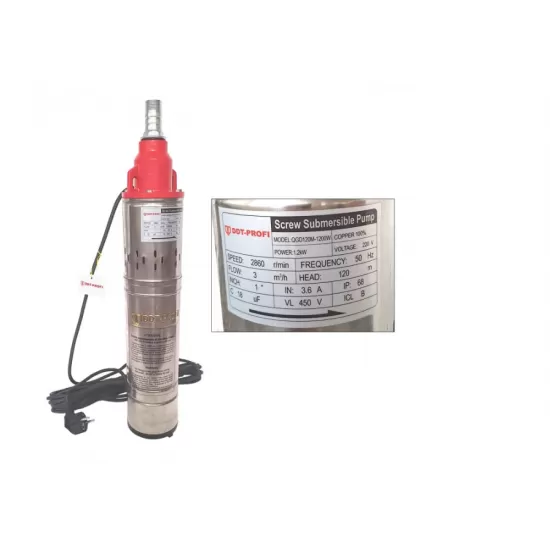 Pachet Pompa submersibila, Bobinaj 100% cupru, DDT-PROFI, QGD120-1.2 , 1.2 kW, Inox + Fonta, 3 m³/h, 120 m + Prescontrol LS6