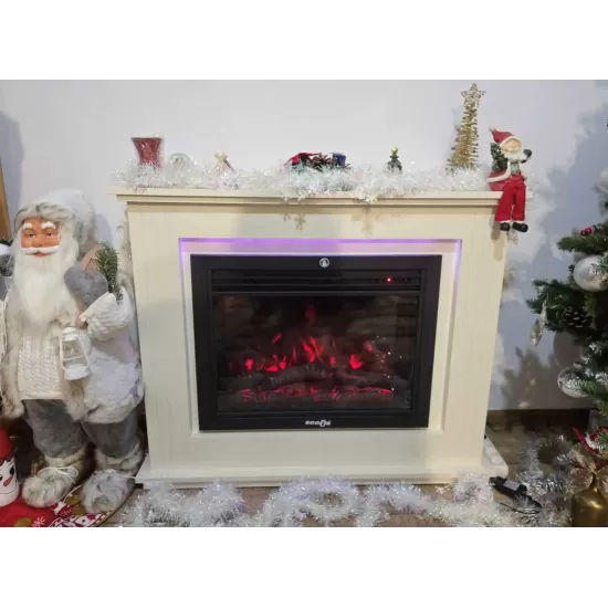 Semineu electric incastrat Ecotis EF140 – 1900W, efect de flacara realist, telecomanda si iluminare ambientala