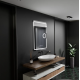 Oglinda LED Rectangulara, 50x70cm, Eclat MotionGlow Marcello, Sistem Dezaburire, Ceas & Termometru, Lupa Cosmetica, Dimabila