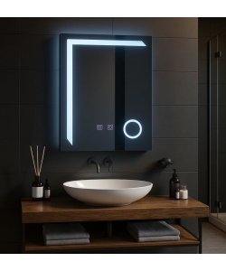 Oglinda LED Rectangulara, 60x80cm, Linea Touch, Sistem Dezaburire, Dimabila