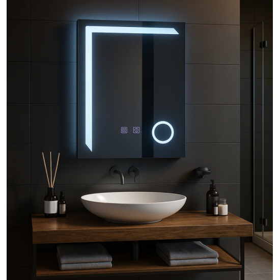 Oglinda LED Rectangulara, 60x80cm, Linea Touch, Sistem Dezaburire, Dimabila