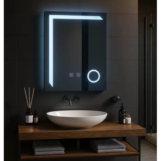 Oglinda LED Rectangulara, 60x80cm, Linea Touch, Sistem Dezaburire, Dimabila