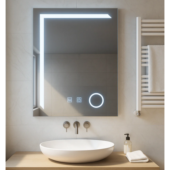 Oglinda LED Rectangulara, 60x80cm, Linea Touch, Sistem Dezaburire, Dimabila