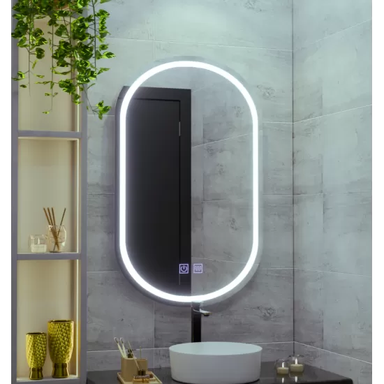 Oglinda LED Ovala 50x80, Velara Touch, Sistem Dezaburire, Dimabila