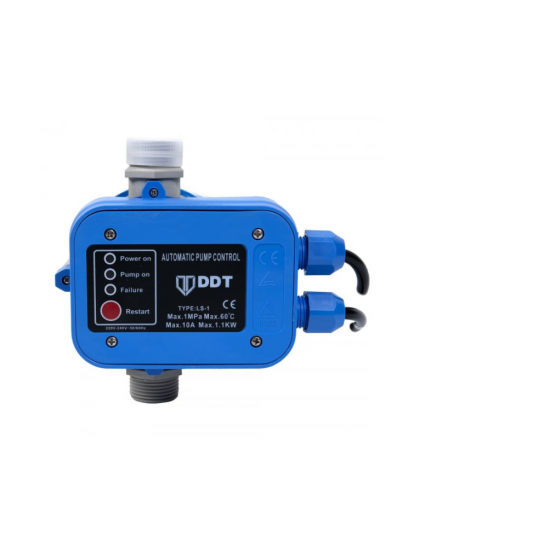 Pachet Pompa de suprafata JET100P, 1.5kW, apa curata, 60L/min, 50m, 1" cu buton pornire-oprire si bobinaj masiv cupru + Presostat electronic automat DDT LS1, 1.1kW, 10 bar