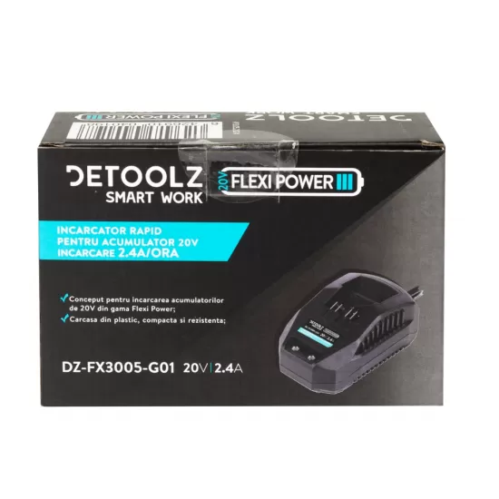 Incarcator rapid pentru acumulator 20V, incarcare 2.4A/h, Detoolz