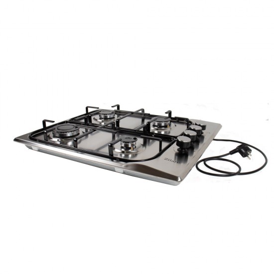 Pachet Cuptor incorporabil,1857, capacitate 51L, Electric, Negru, Plita incorporabila inox 0027, 60x50x15cm Gaz butelie sau gaz natural, duze de schimb incluse, aprindere electrica, Hota incorporabila decorativa inox, 63 cm,1925