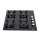 Pachet Cuptor incorporabil 1857, capacitate 51L, Electric, Negru, Plita incorporabila sticla, 65x60x15 cm, Gaz butelie sau gaz natural, duze de schimb incluse, aprindere electrica 0058, Hota incorporabila decorativa inox, 63 cm 1925