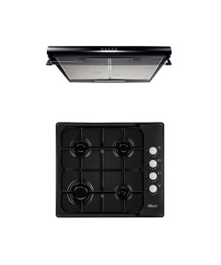 Pachet Plita incorporabila Email (0034) , 50 x 60 cm , Gaz butelie sau gaz natural (duze de schimb incluse) si Hota perete 2 motoare (6201) , 2 x 95w / SET 30008
