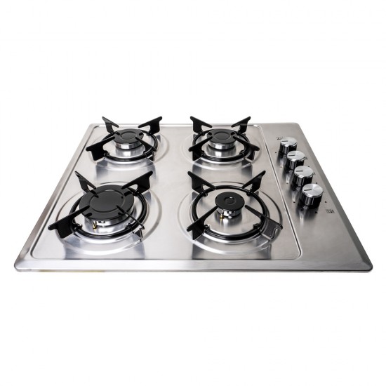 Pachet Plita incorporabila inox (1901) , 60x50x6 cm, Gaz butelie sau gaz natural (duze de schimb incluse), Hota incorporabila decorativa inox, 63 cm (1925) / SET 30040