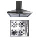 Pachet Plita incorporabila inox (1901) , 60x50x6 cm, Gaz butelie sau gaz natural (duze de schimb incluse), Hota incorporabila decorativa inox, 63 cm (1925) / SET 30040