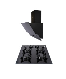 Pachet Plita incorporabila sticla (1871), 52x60x15 cm, Gaz butelie sau gaz natural(duze de schimb incluse) , Hota incorporabila decorativa , 63 cm (1888) / SET 30034