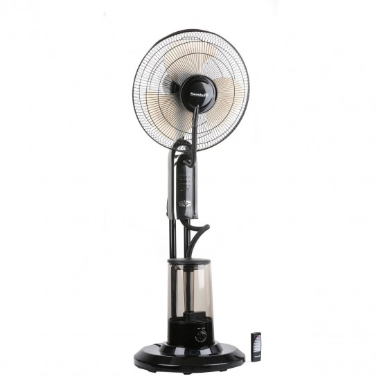 Ventilator cu pulverizare apa si umidificare Hausberg HB5600NG, 90W, 300 ml/h, 3 viteze, timer, telecomanda, Negru