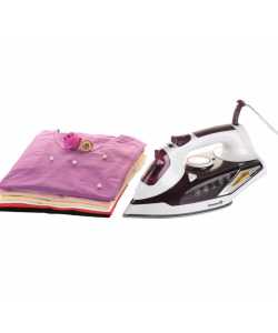 Fier de calcat Hausberg HB-7880MV, 2300W, Talpa cu invelis ceramic, rezervor apa 400ml, Alb/Mov