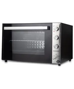 Cuptor Electric HAUSBERG HB-8022, 2500W, Capacitate 70L, Termostat reglabil, Temporizator mecanic cu alarma sonora si oprire automata, Negru/Inox