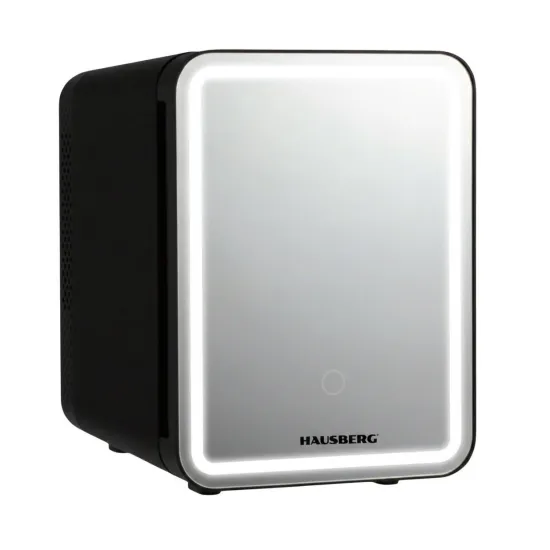 Mini Frigider Cosmetice 4L Hausberg HB291NG, Oglindă cu LED Touch, Funcție Răcire și Încălzire, 12V/220V