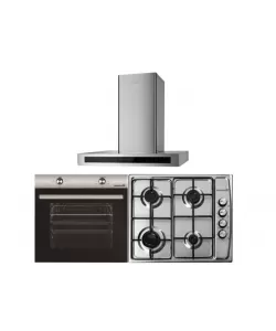 Pachet Cuptor Incorporabil Hausberg HB-8051IN, Electric, 76 l, 4 Functii, Clasa A + Plita Incorporabila Hausberg HB-555, 4 arzatoare, Gaz, Inox + Hota incorporabila decorativa Hausberg HB-1260, 400 m3/h, 1 motor, 60 cm, Inox