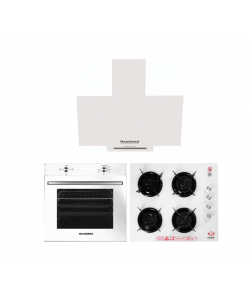 Pachet Incorporabil Cuptor electric Hausberg, Plita incorporabila Hausberg, Hota Incorporabila decorativa Hausberg , Alb