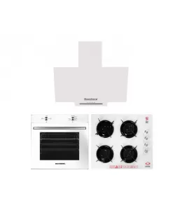 Pachet Incorporabil Cuptor electric Hausberg, Plita incorporabila Hausberg, Hota Incorporabila decorativa Hausberg , Alb