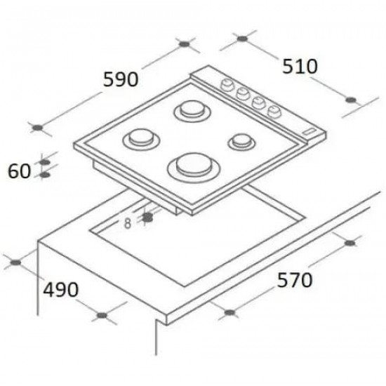 Pachet incorporabil HAUSBERG HB-8051NG, Electric, 2000 W, 76 l, 4 Functii, Clasa A, Plita HB-567NG, Gaz, 4 arzatoare, siguranta, fonta, Sticla, Hota telescopica HB-1285NG, 420 m3/h, 2 motoare, 60 cm, microunde HB-8070NG