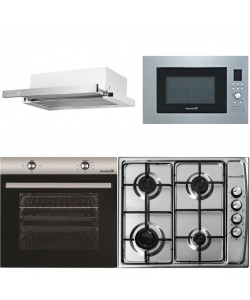 Pachet incorporabil Hausberg HB-8051IN, Electric, Putere 2000 W, 76 l, 4 Functii, Clasa A, Plita HB-555, Gaz, 4 arzatoare, Hota telescopica HB-1285IN, bsorbtie 420 m3/h, 2 motoare, 60 cm, Cuptor cu microunde HB-8070IN, 25 l, 1400 W, Inox